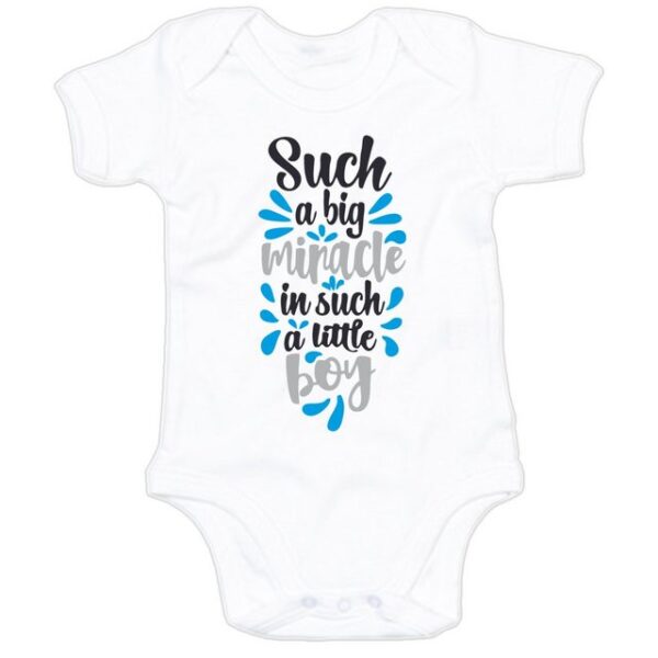 G-graphics Kurzarmbody Baby Body - Such a big miracle in such a little boy mit Spruch / Sprüche • Babykleidung • Geschenk zur Geburt / Taufe / Babyshower / Babyparty • Strampler