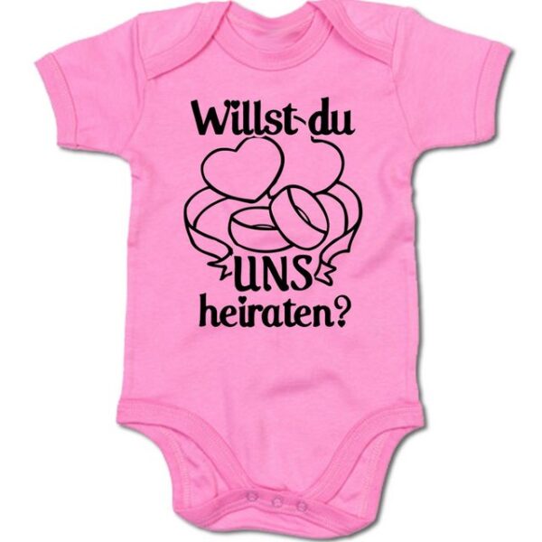 G-graphics Kurzarmbody Baby Body - Willst Du uns heiraten? mit Spruch / Sprüche • Babykleidung • Überraschung als Heiratsantrag • Strampler