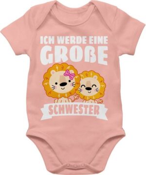 Shirtracer Shirtbody Ich werde eine große Schwester mit Löwen - weiß Geschwister Bruder und Schwester