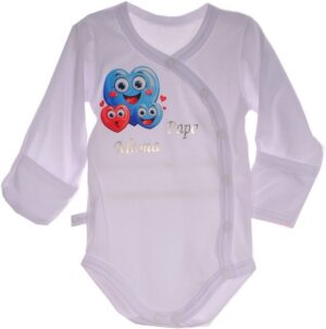 La Bortini Wickelbody Body Baby Langarmbody in Weiß mit Kratzschutz 44 50 56 62 68 74 80 86 92 98 104