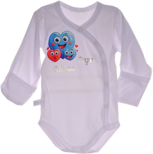 La Bortini Wickelbody Body Baby Langarmbody in Weiß mit Kratzschutz 44 50 56 62 68 74 80 86 92 98 104