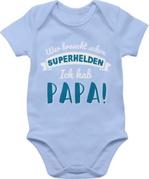 Shirtracer Shirtbody Wer braucht schon Superhelden ich hab Papa blau Papa