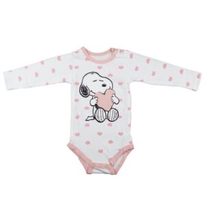 Snoopy Langarmwickelbody Snoopy Love Baby langarm Strampler Body Gr. 68 bis 92