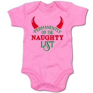 G-graphics Kurzarmbody Baby Body - Permanently on the naughty list mit Spruch / Sprüche • Babykleidung • Geschenk zu Weihnachten • Strampler