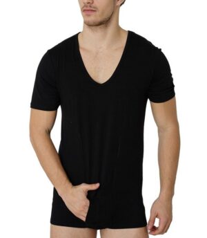 Kefali Cologne T-Shirt-Body Herrenbody Business Unterhemd Männerbody Schwarz